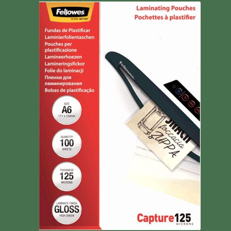 Fellowes A6 Glossy 125 Micron Laminating Pouch 100-pack 5307201