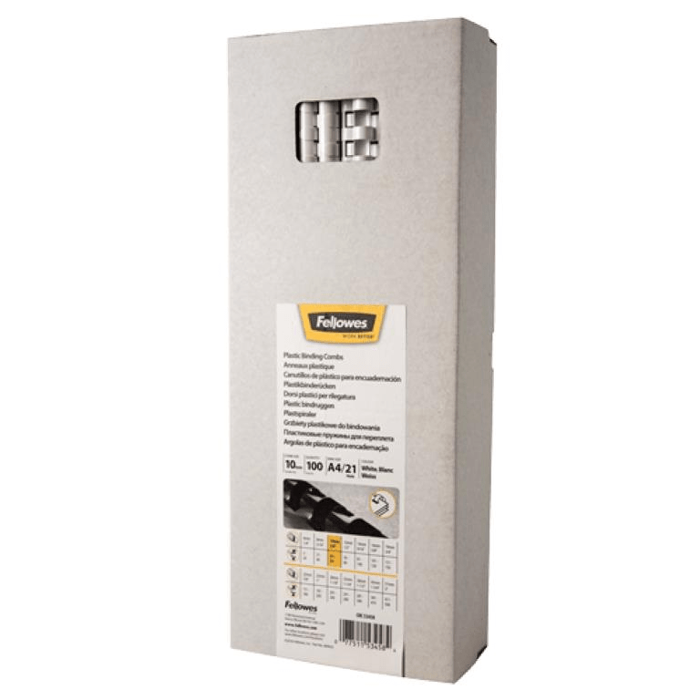 Fellowes 10mm Plastic Binding Combs White 5345805