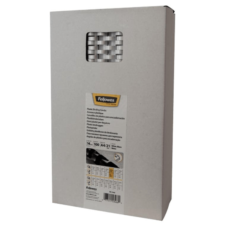 Fellowes 14mm Plastic Binding Combs White 5346604