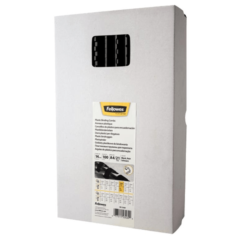 Fellowes 14mm Plastic Binding Combs Black 5346907