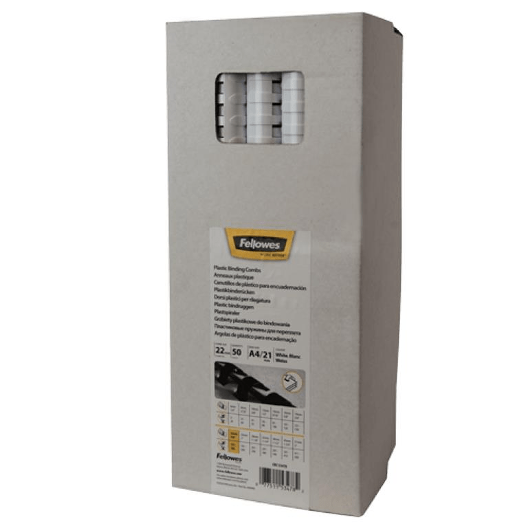 Fellowes 22mm Plastic Binding Combs White 5347803