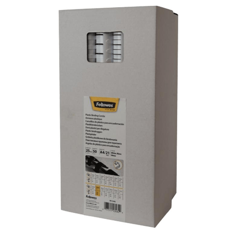 Fellowes 25mm Plastic Binding Combs White 5348204