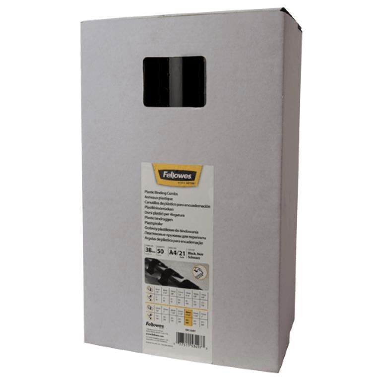 Fellowes 38mm Plastic Binding Combs Black 5349702