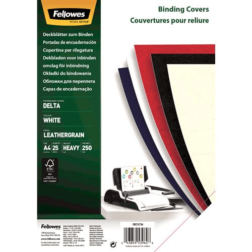 Fellowes FSC Certified Leathergrain Covers White A4 5373602