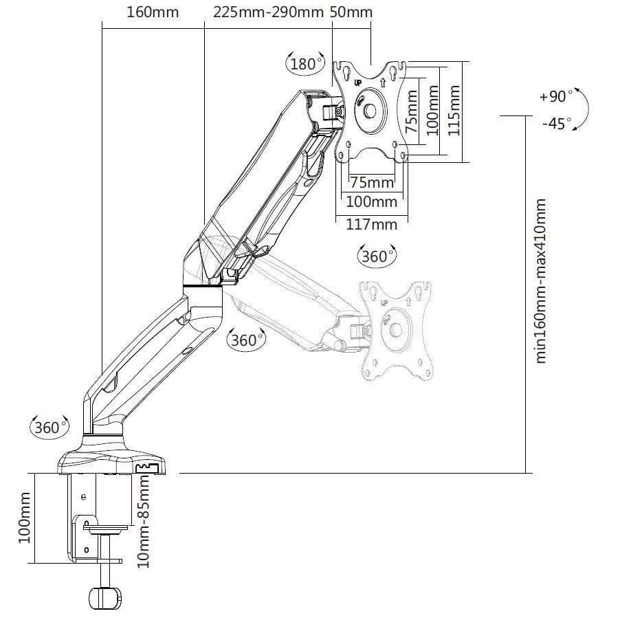 Equip 13-inch to 27-inch Interactive Monitor Desk Mount Bracket 650120