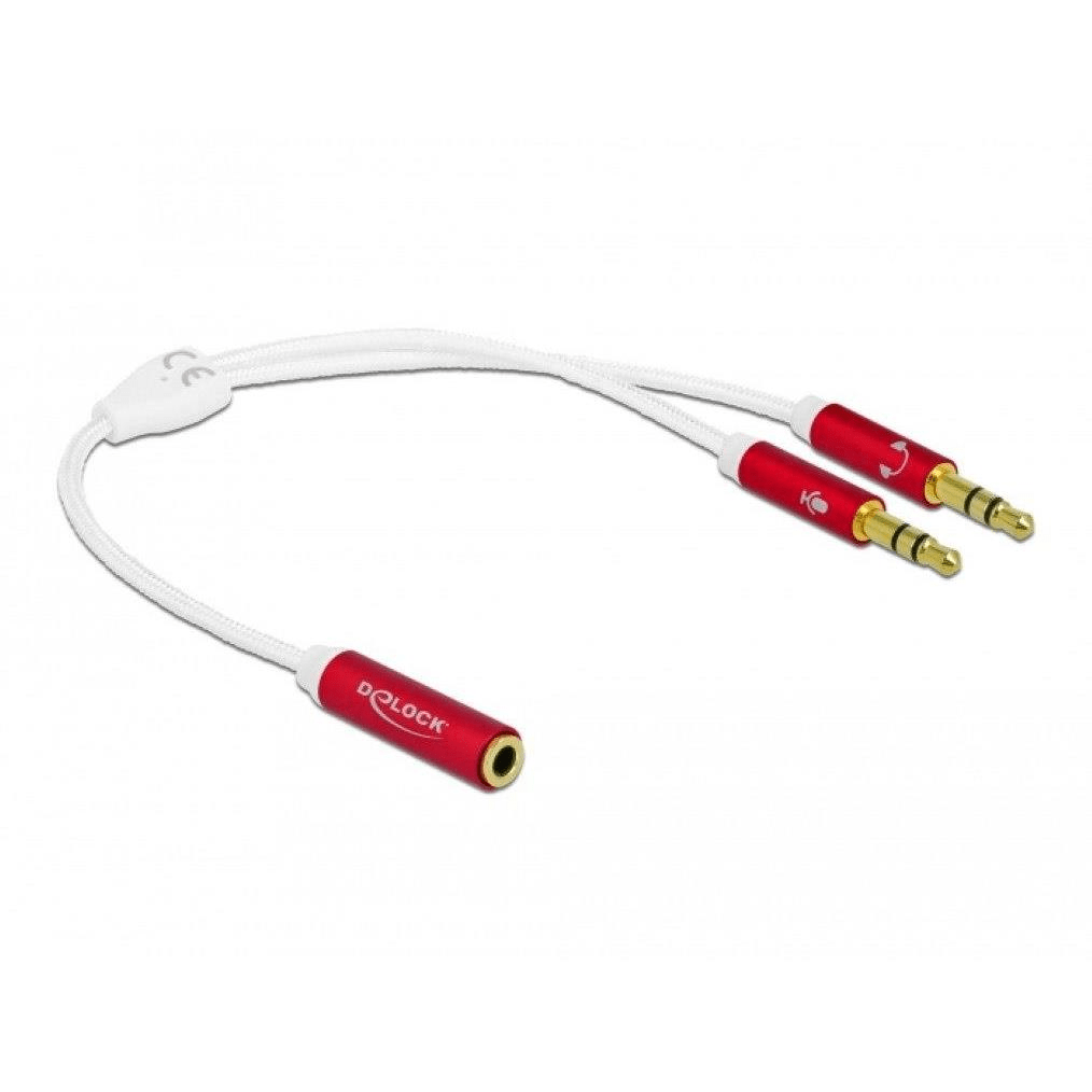 Delock Headset Adapter Stereo Jack Female 4-pin to 2 x Stereo Jack Male 66523