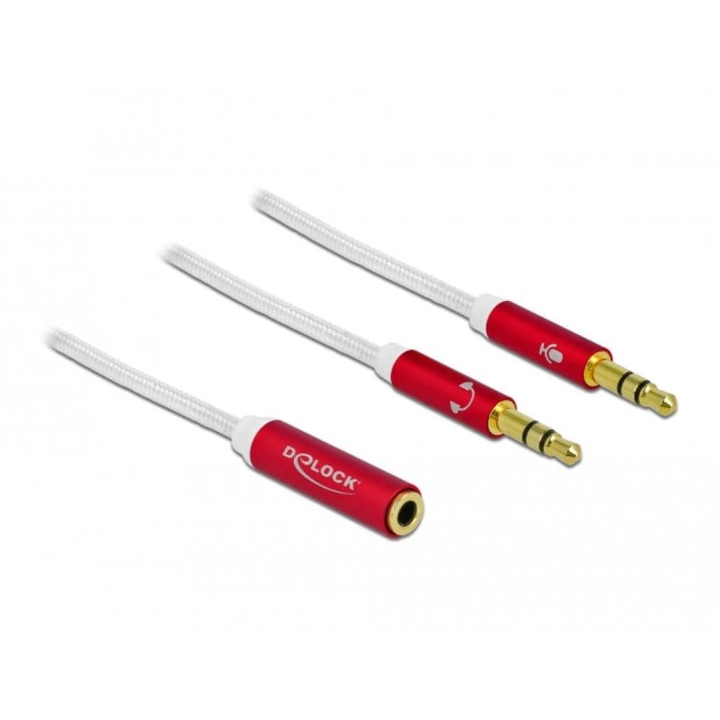 Delock Headset Adapter Stereo Jack Female 4-pin to 2 x Stereo Jack Male 66523