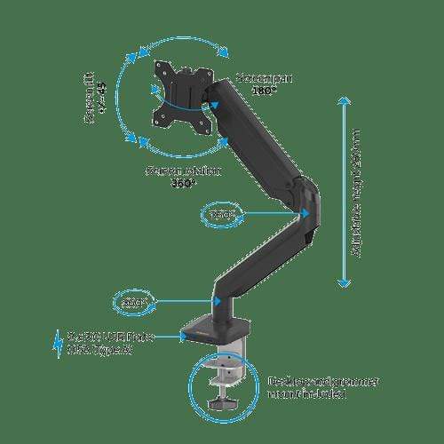 Fellowes Platinum Series Single Monitor Arm Black 8043301
