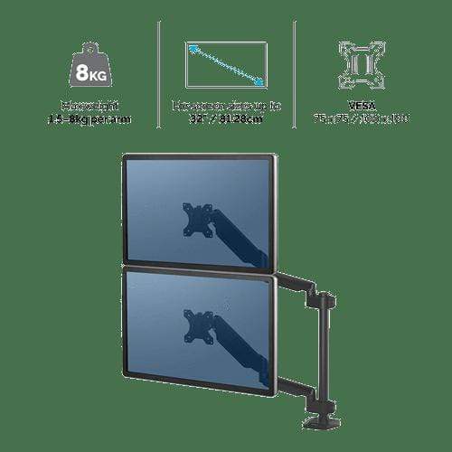 Fellowes Platinum Series Dual Stacking Monitor Arm Black 8043401