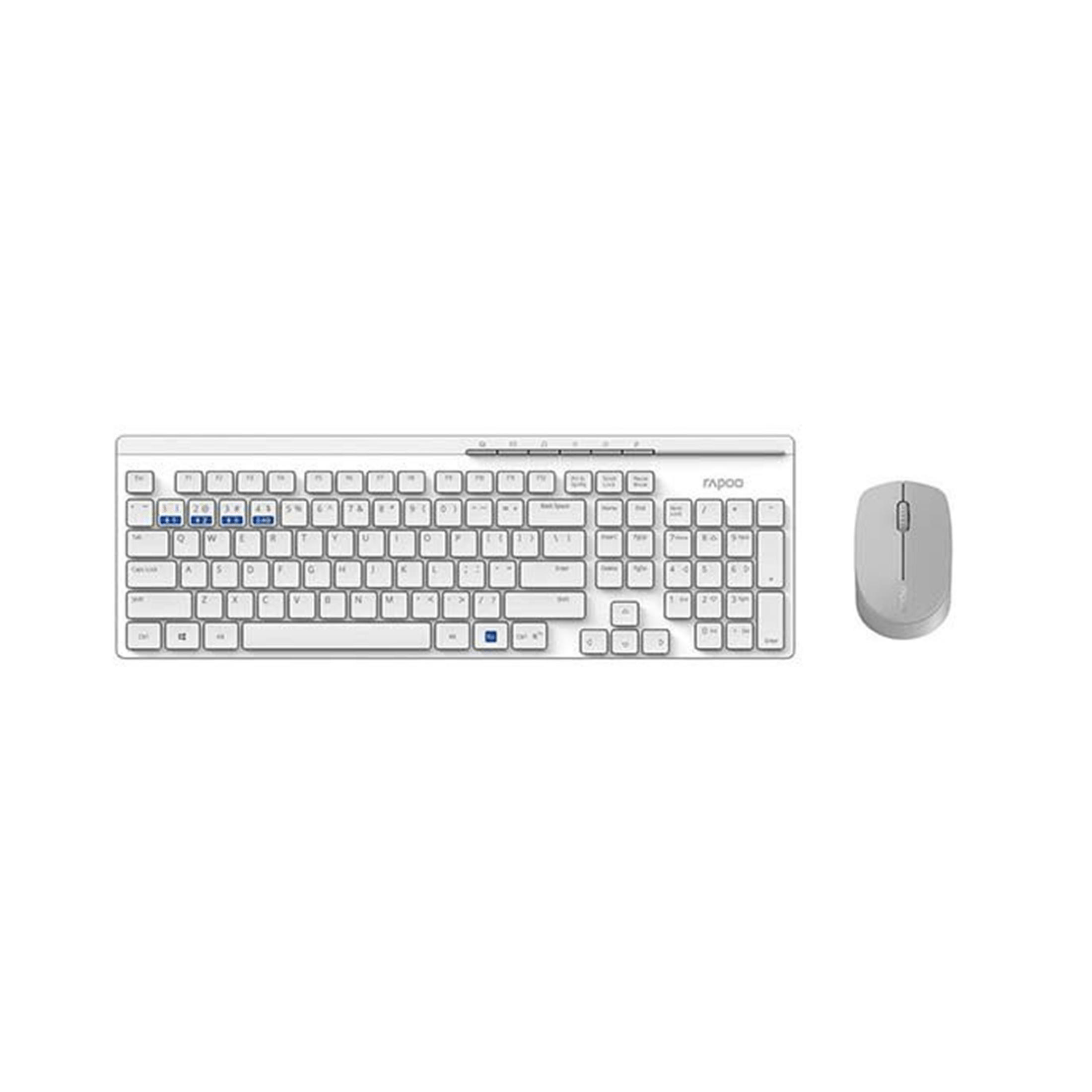 Rapoo 8100M Multimode Wireless Keyboard and Mouse Combo White 8100MWH