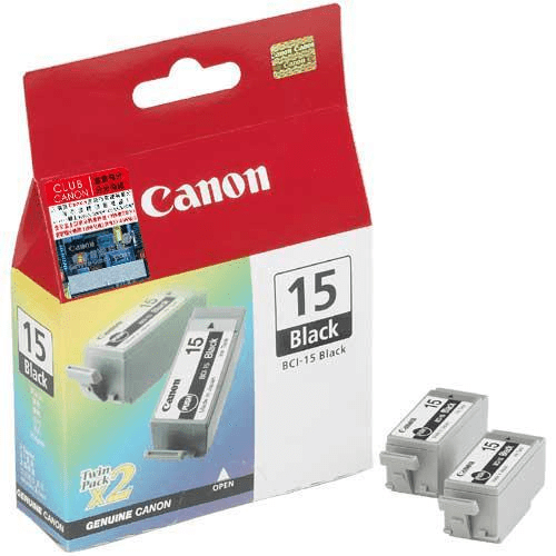 Canon BCI-15 Black Printer Ink Cartridges Original 8190A002 Twin-pack