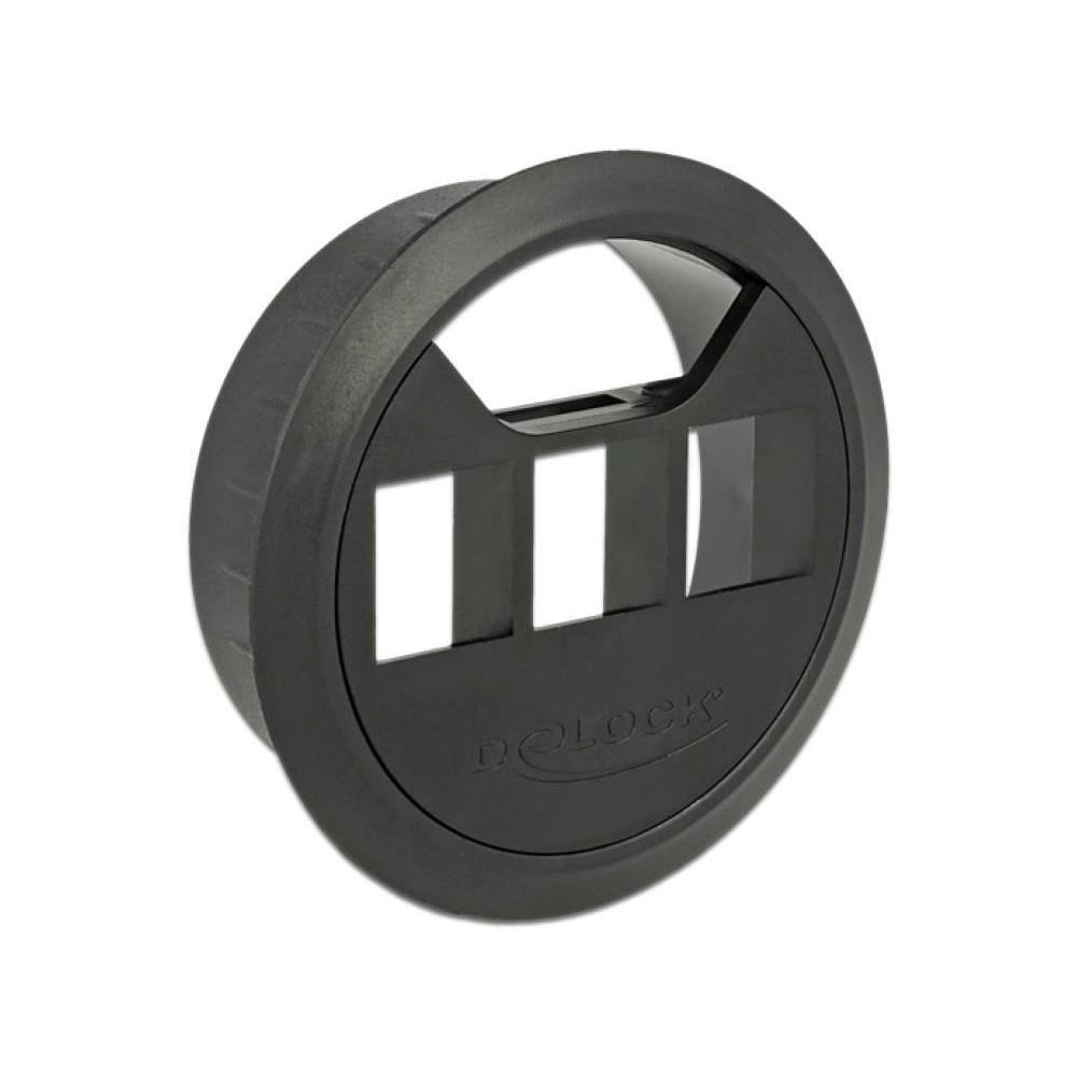Delock Keystone Mounting 3 Port in-desk 60mm Black 86277