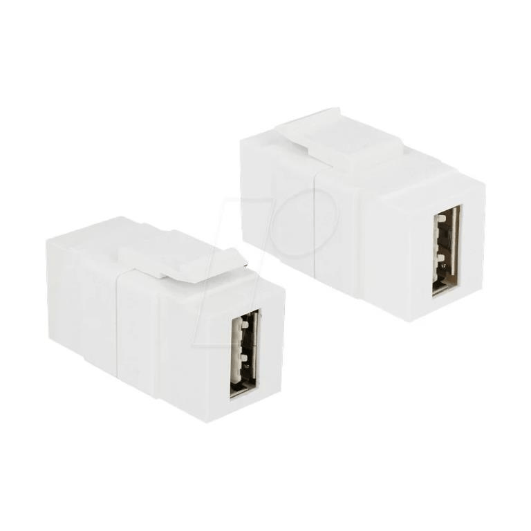 Delock Keystone Module EASY-USB 2.0 A female to EASY-USB 2.0 A Female White 86353
