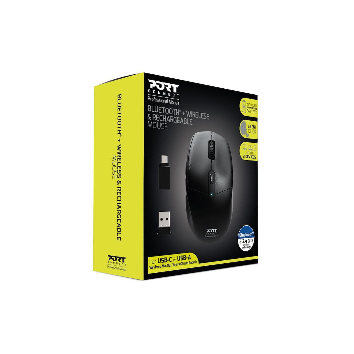 Port Designs 900715 Mouse Right-Hand RF Wireless+Bluetooth Optical 2400dpi