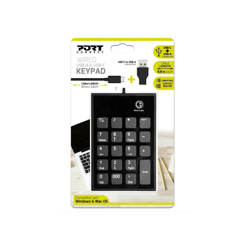 Port Designs 900801 Numeric Keypad Notebook USB Black and Grey