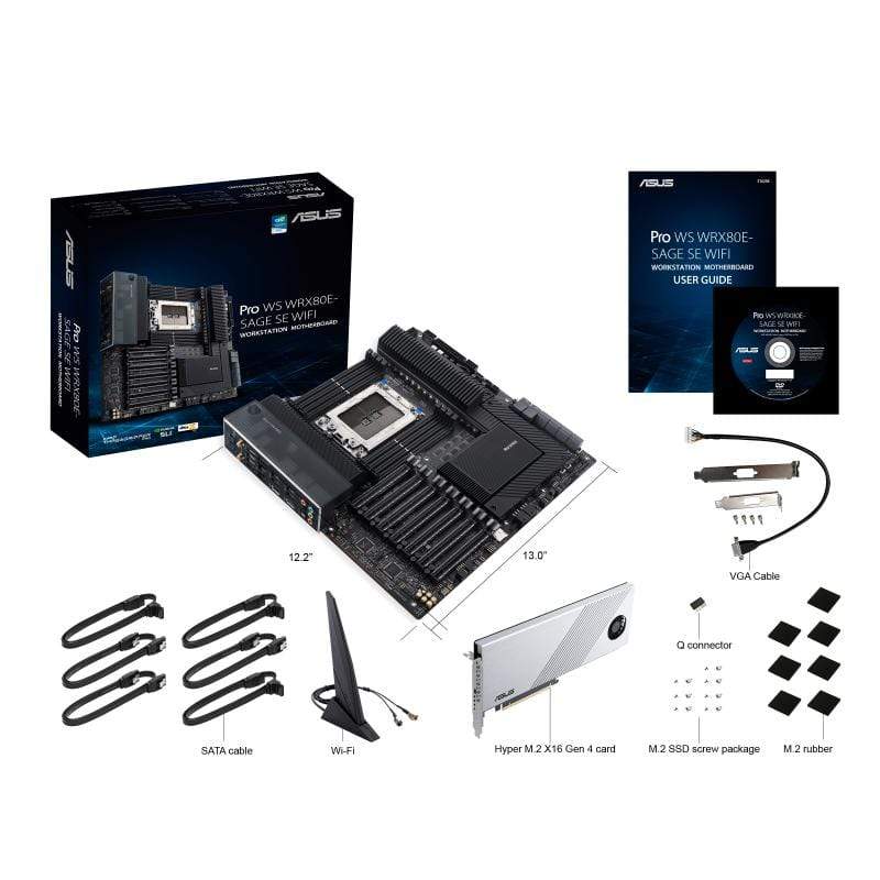 ASUS WRX80E-SAGE SE WiFi AMD WRX80 Socket SP3 Extended ATX Motherboard 90MB1590-M0EAY0