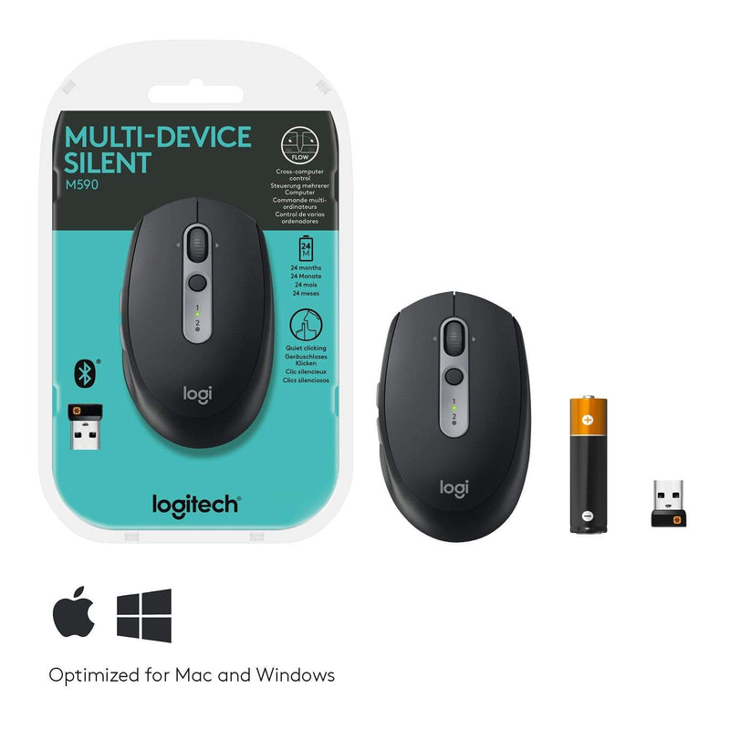 Logitech M590 Silent Wireless Mouse - Graphite Tonal 910-005197