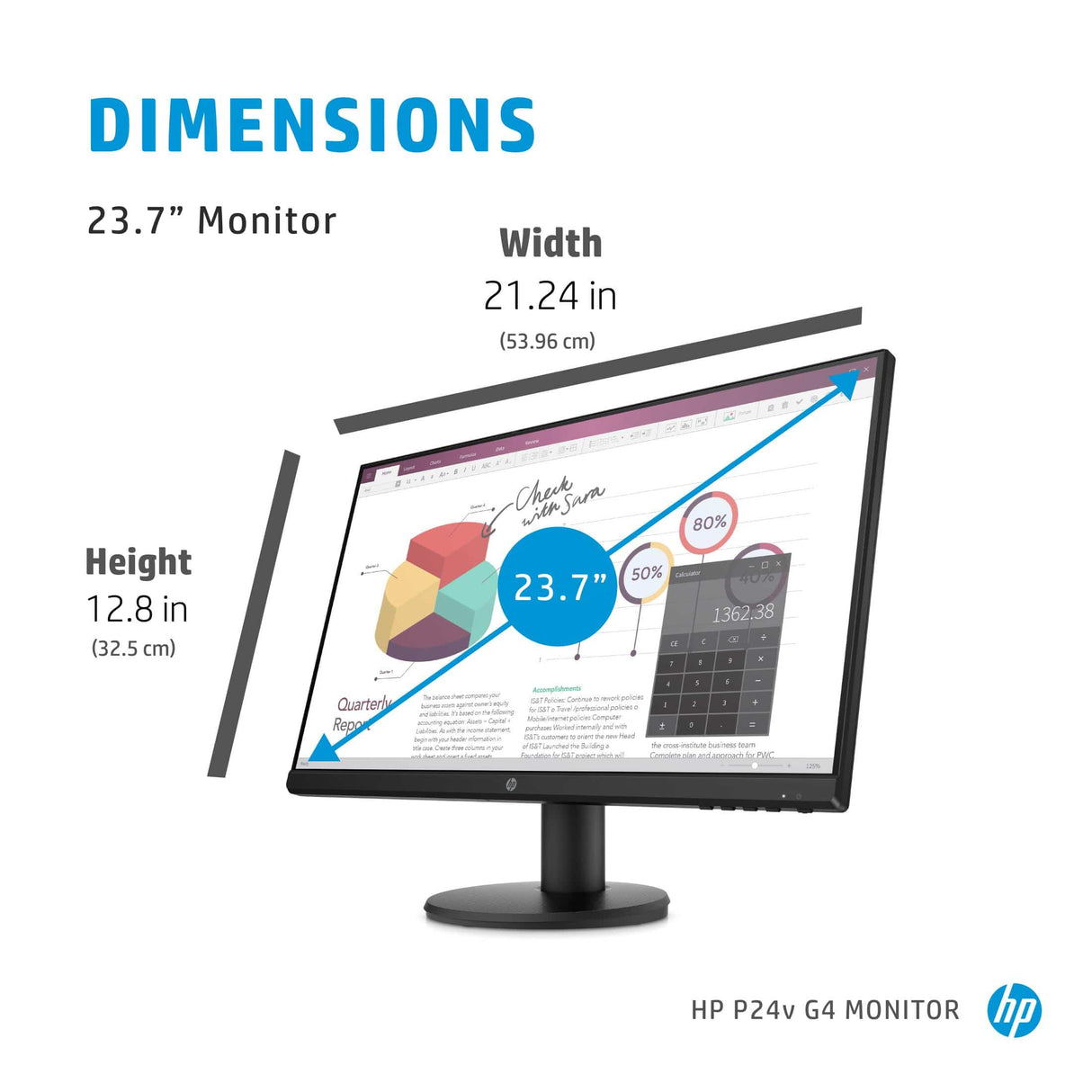 HP P24v G4 60.5 cm (23.8") 1920 x 1080 pixels Full HD Black