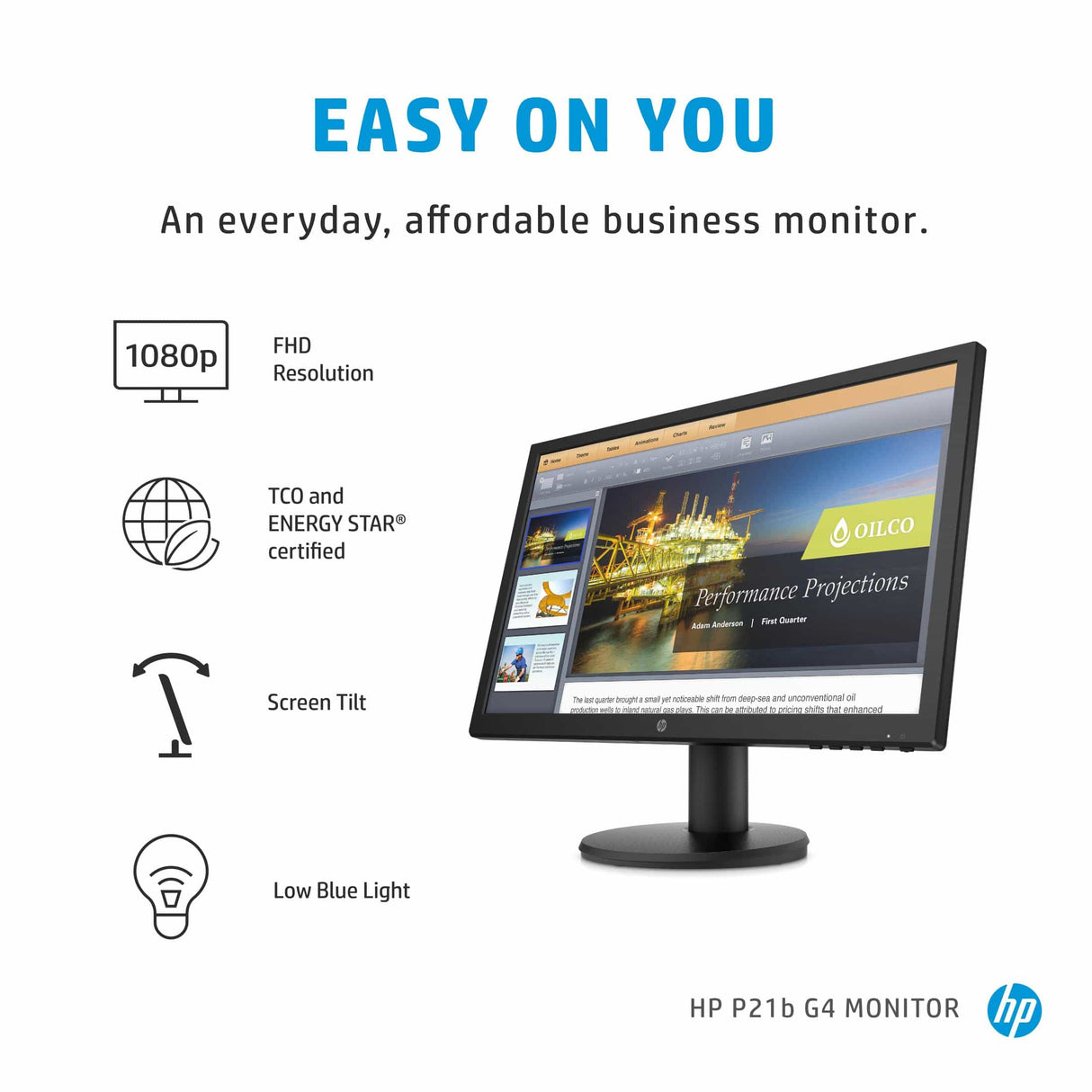 HP P-Series P21b G4 52.6 cm (20.7") 1920 x 1080 pixels Full HD LED Black