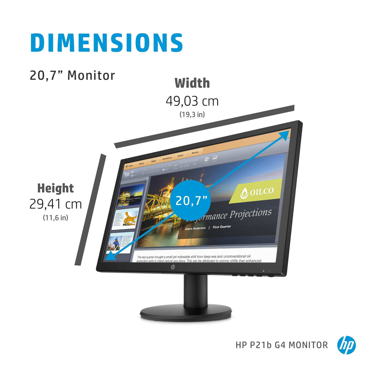 HP P-Series P21b G4 52.6 cm (20.7") 1920 x 1080 pixels Full HD LED Black