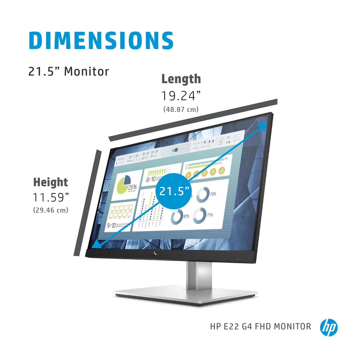 HP E Series E22 G4 21.5-inch 1920 x 1080p FHD 16:9 60Hz 5ms LCD Monitor 9VH72AA