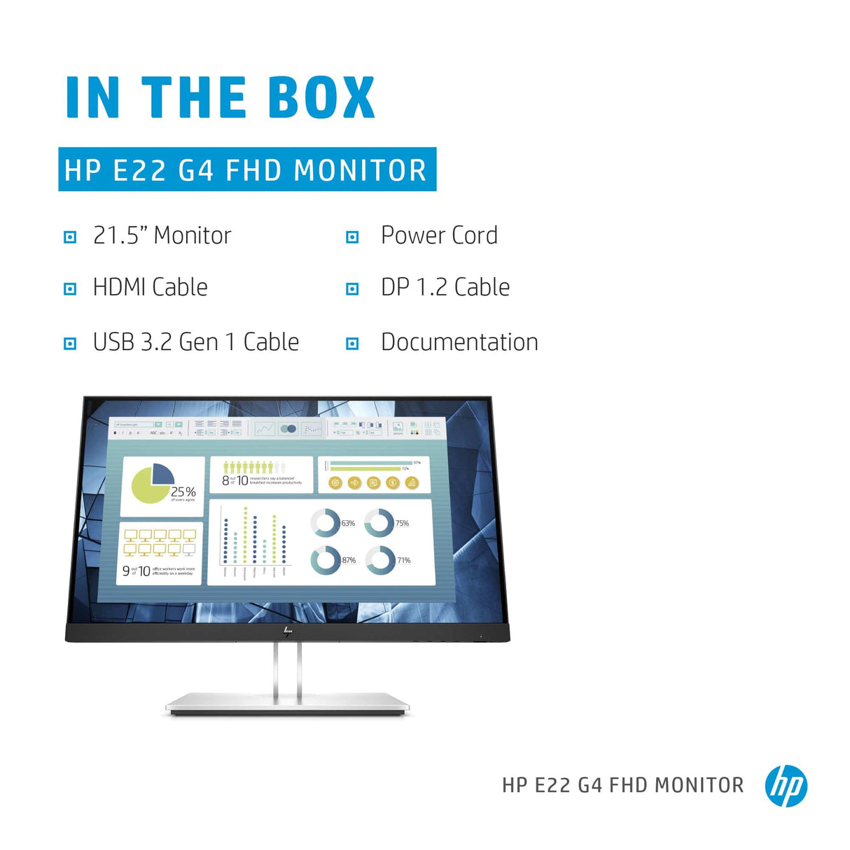 HP E Series E22 G4 21.5-inch 1920 x 1080p FHD 16:9 60Hz 5ms LCD Monitor 9VH72AA
