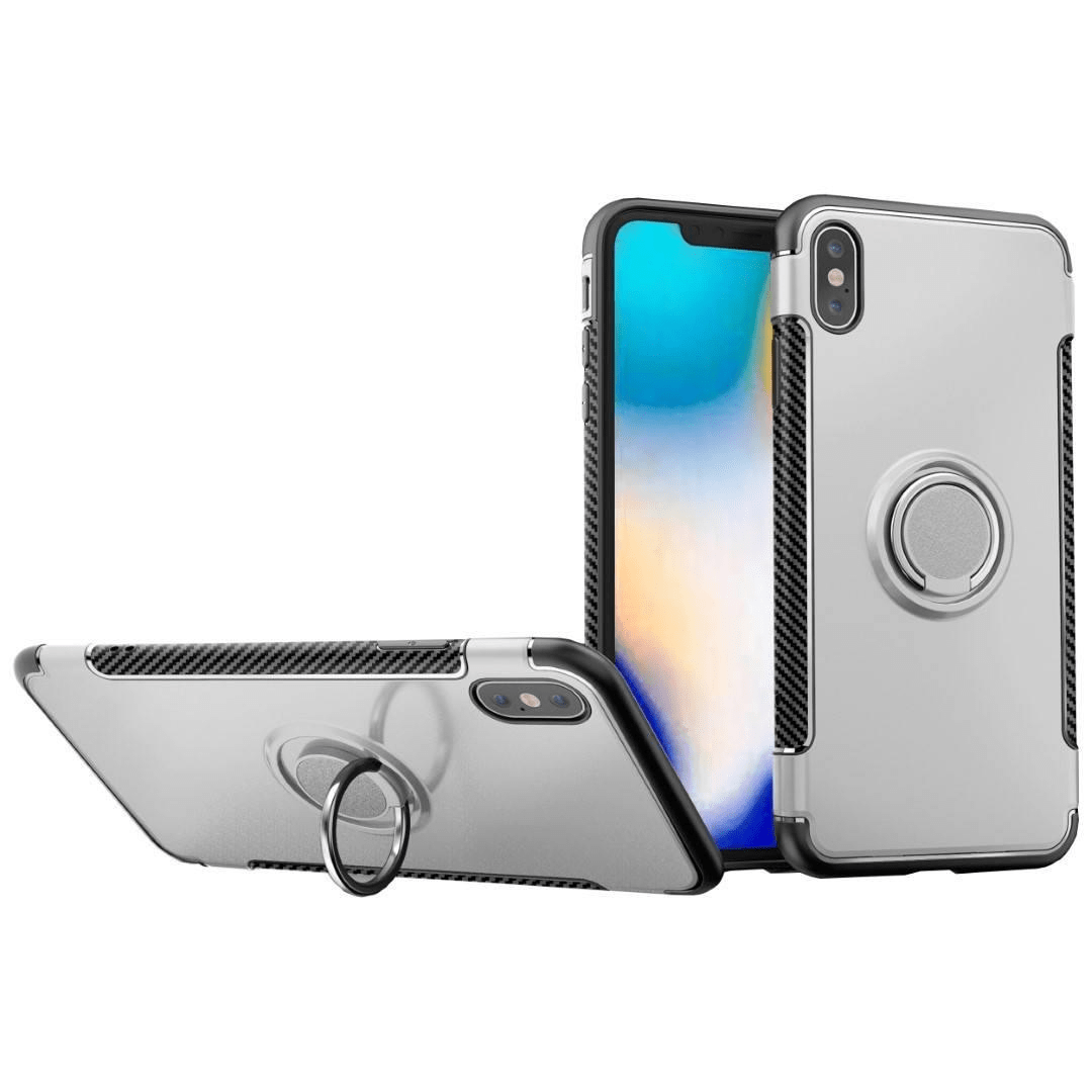 Tuff-Luv Dual Armour Layered Case and magnetic Stand for iPhone XS Max Silver A1_221