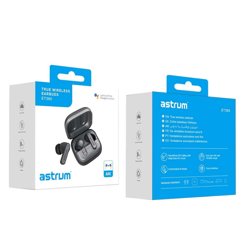 Astrum ET360 Active Noise Cancelling True Wireless Earbuds Black A10536-B
