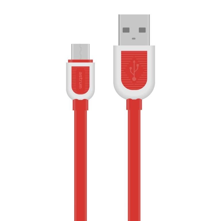 Astrum UD360 Micro USB Charge Sync Flat Cable Red A53036-N