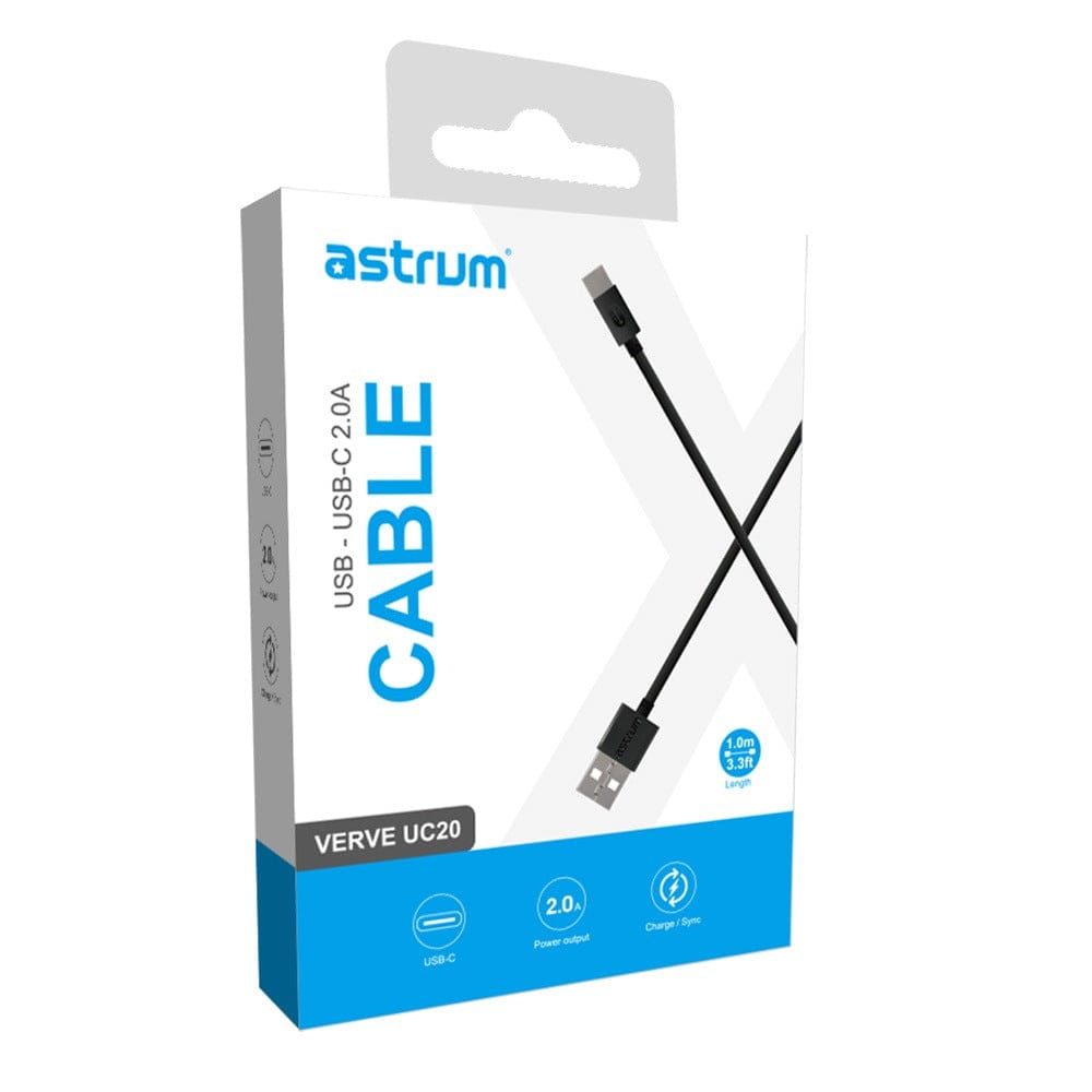 Astrum Verve UC20 1m USB-A to USB-C Cable Black A53112PB