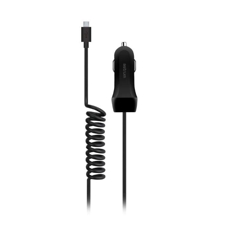 Astrum CC240 Spring Micro USB Car Charger 2.1A Black A93024-B