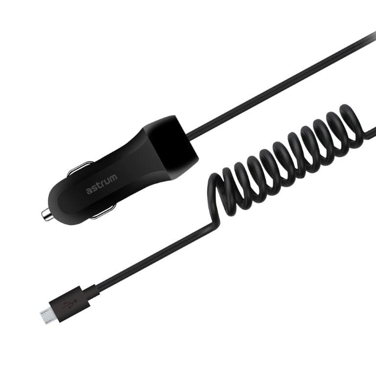 Astrum CC240 Spring Micro USB Car Charger 2.1A Black A93024-B