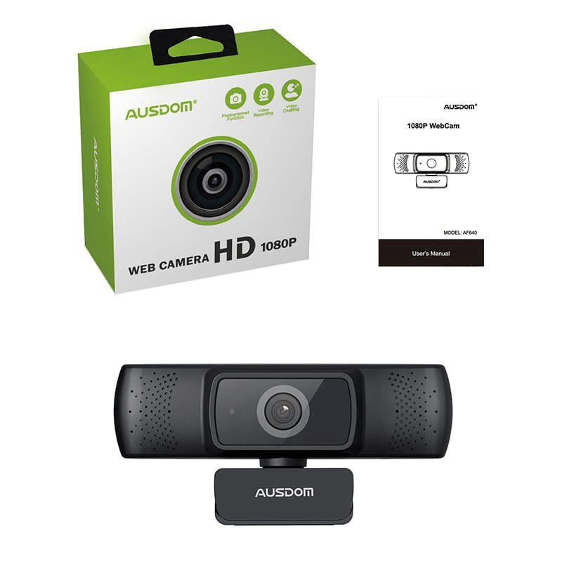 Ausdom AF640 Full HD 1080p Black Desktop Webcam