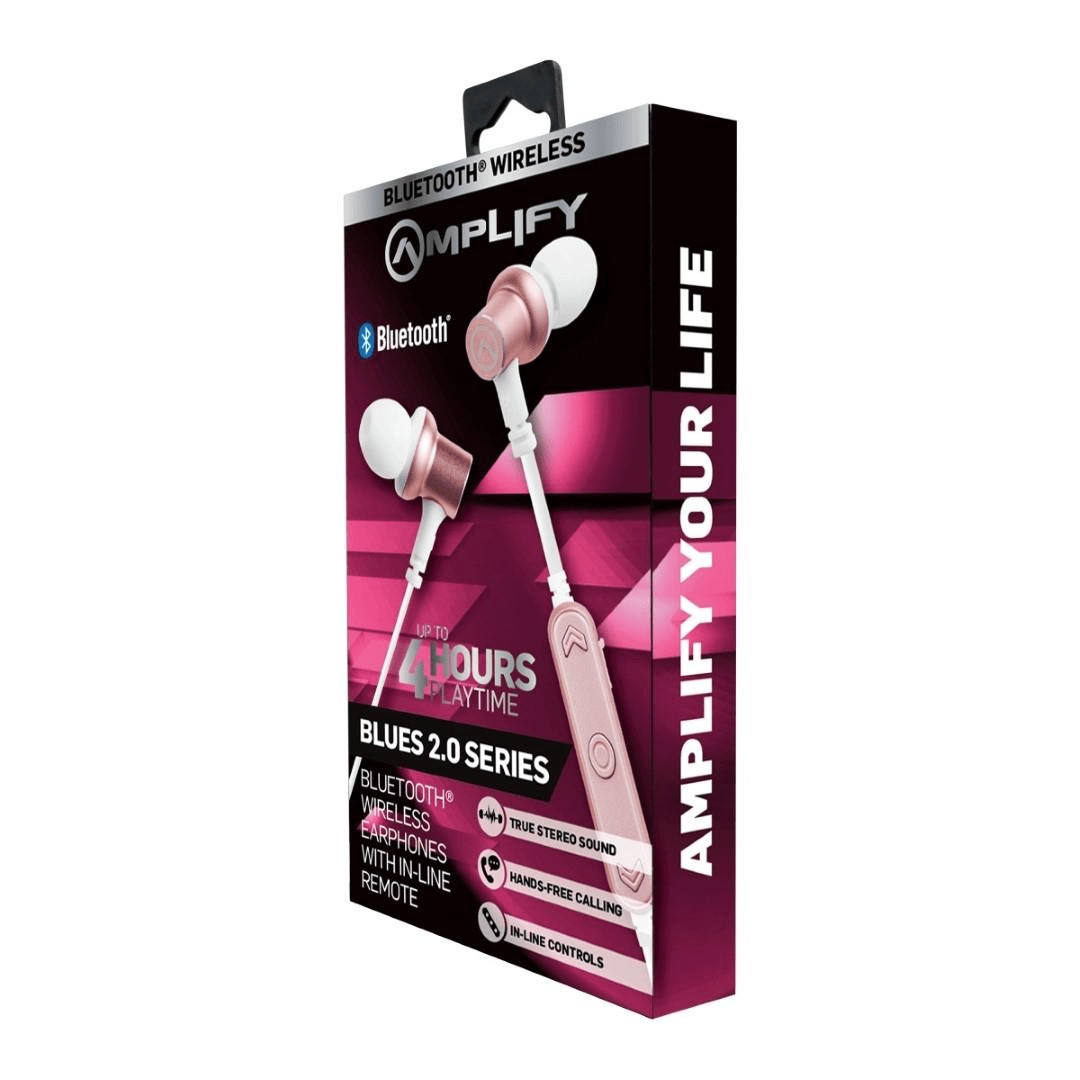 Amplify Blues Series Earphones - White-Rose Gold AM-1106-WTRGD