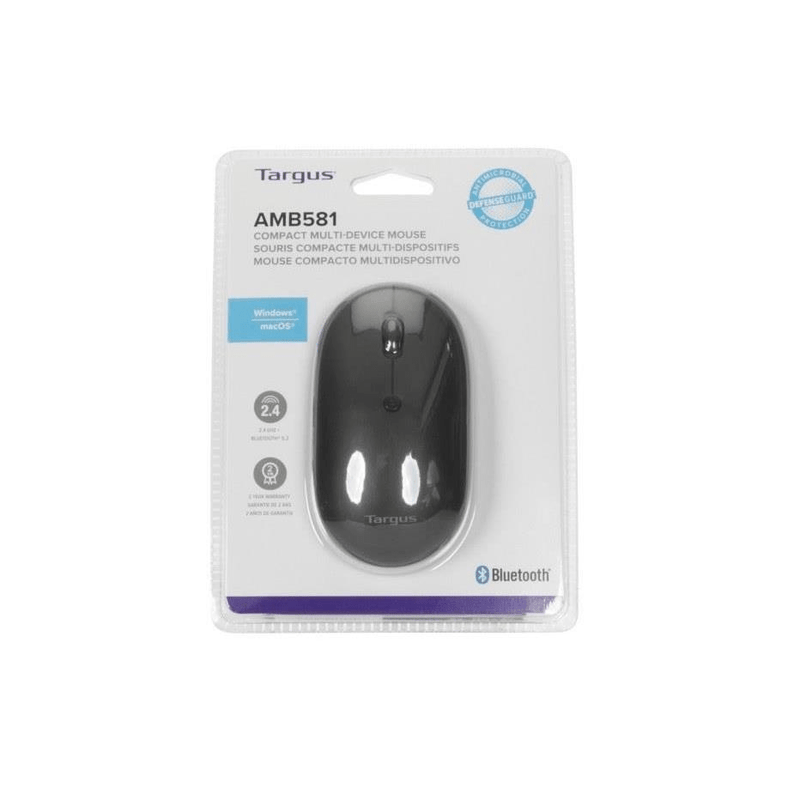 Targus Compact Multi-Device Antimicrobial Wireless Optical Mouse Black AMB581GL