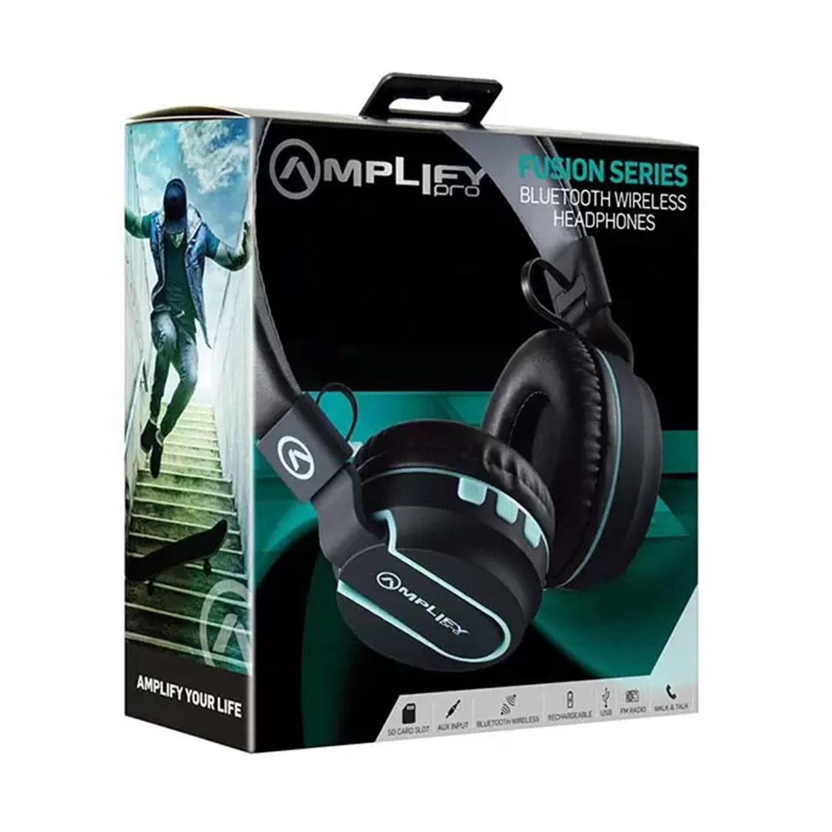 Amplify Pro Fusion Series Bluetooth Headphones - Black/Blue