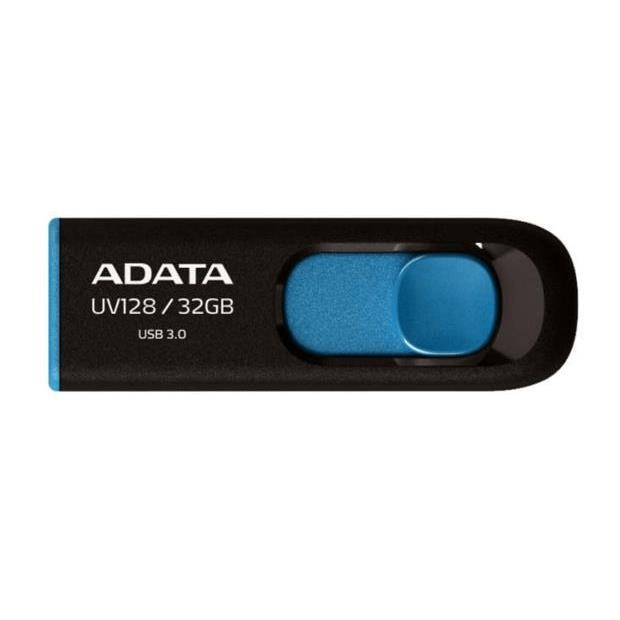 ADATA DashDrive UV128 128GB USB 3.2 Gen 1 Type-A Black and Blue USB Flash Drive AUV128-128G-RBE