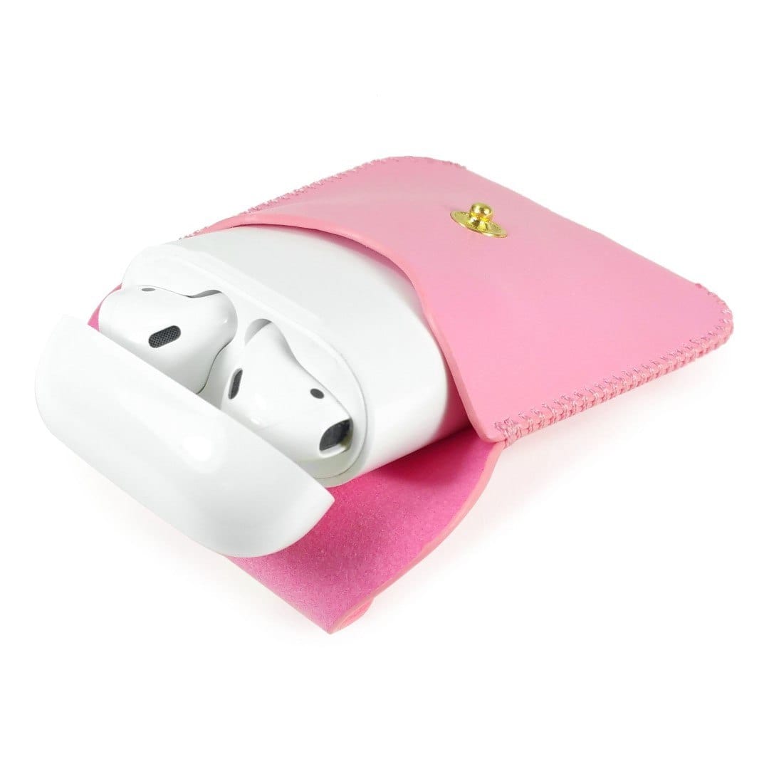 Tuff-Luv Faux Leather Pouch Case for Apple Airpods headphones Pink B10_103