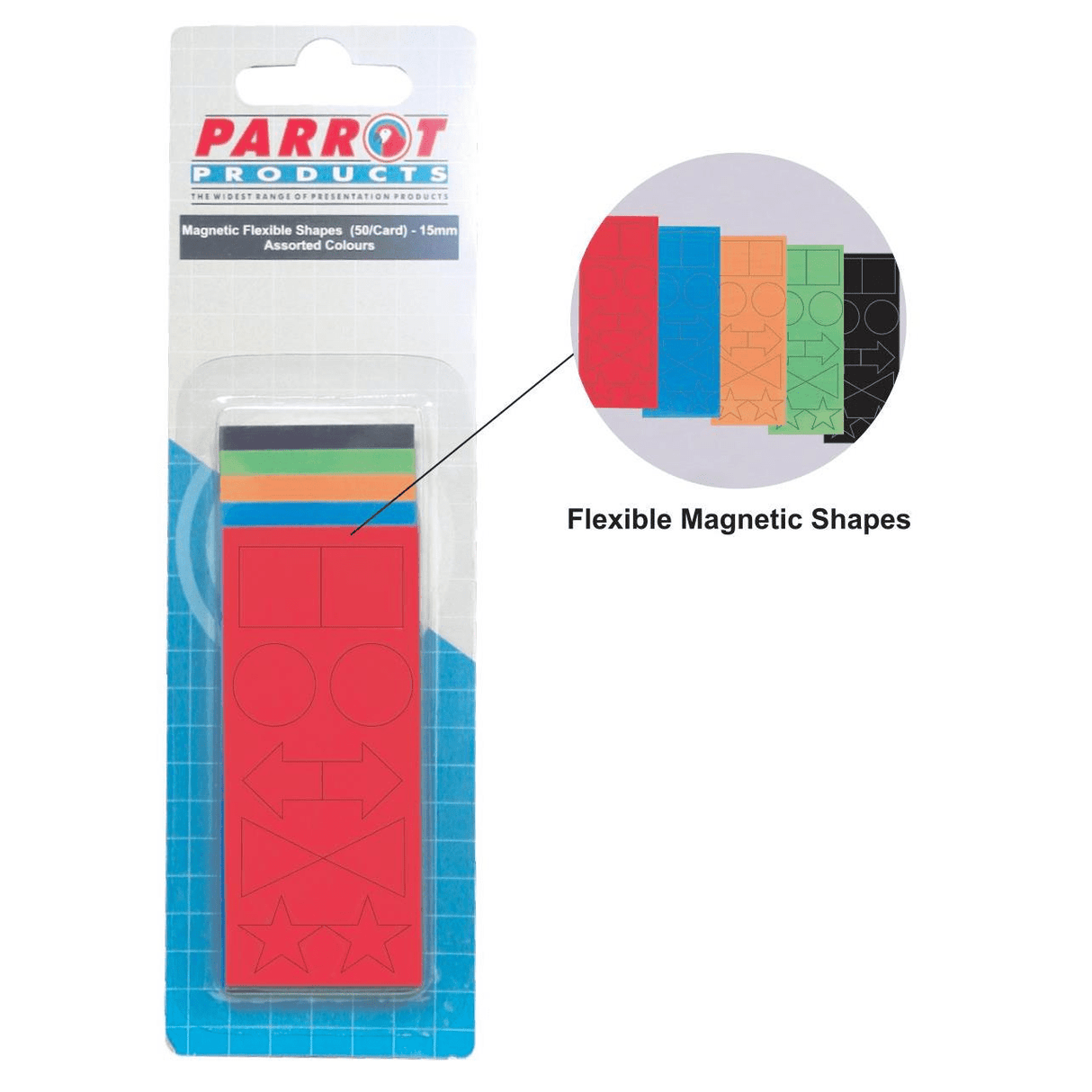Parrot Magnetic Flexible Shapes 15mm Assorted 50-pack BA1195