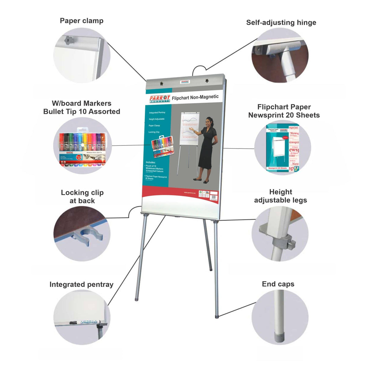 Parrot Flipchart Non-Magnetic Standard (1000*640mm - Retail)