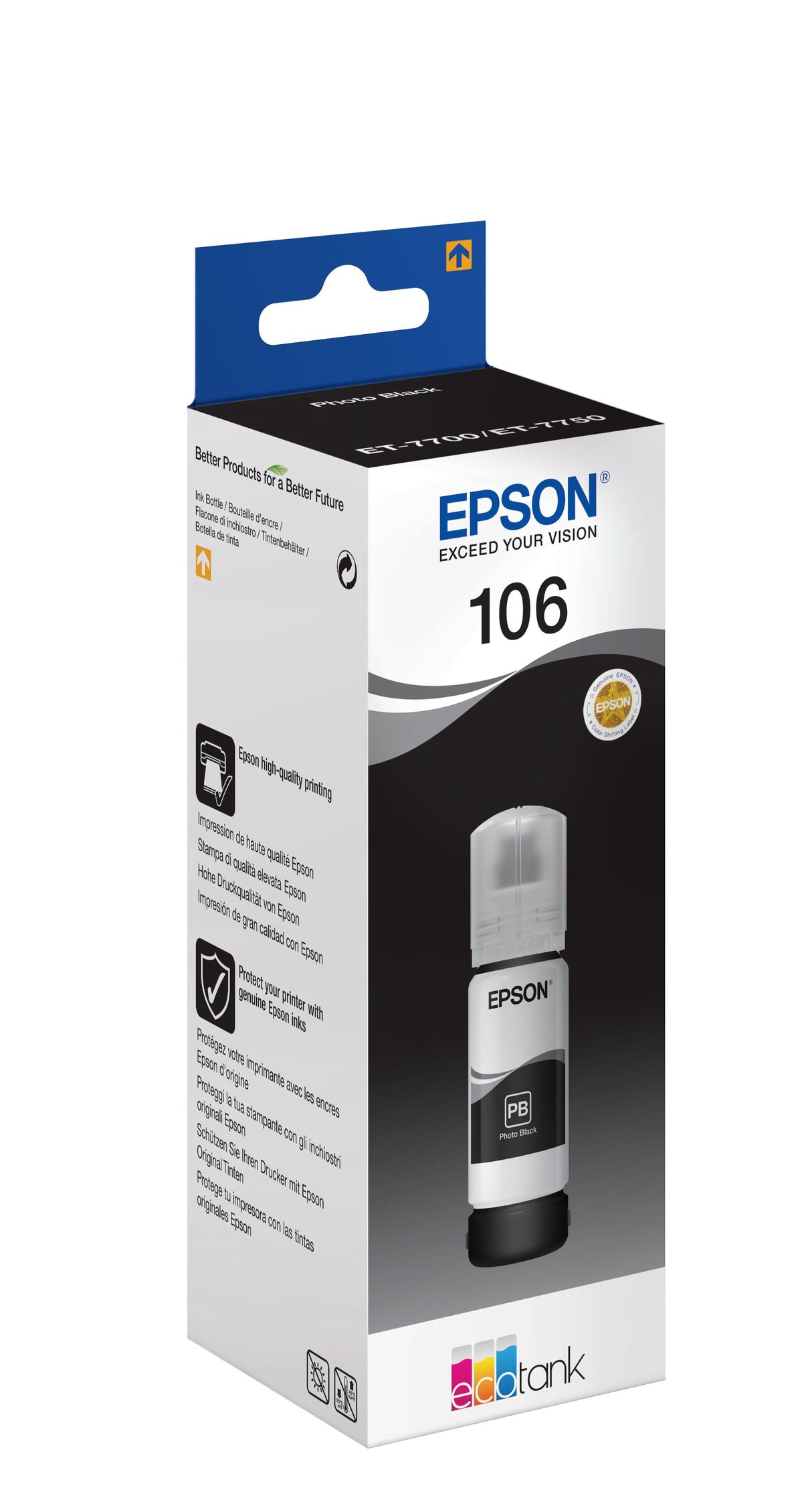 Epson 106 EcoTank Photo Black Printer Ink Cartridge Original C13T00R140 Single-pack