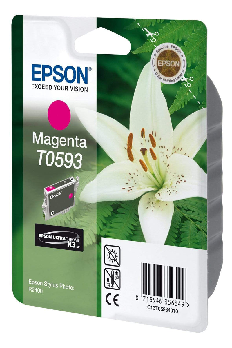 Epson T0593 Ultrachrome K3 Magenta Printer Ink Cartridge Original C13T05934010 Single-pack