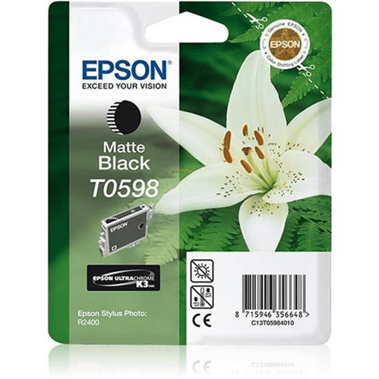 Epson T0598 Ultrachrome K3 Matte Black Printer Ink Cartridge Original C13T05984010 Single-pack