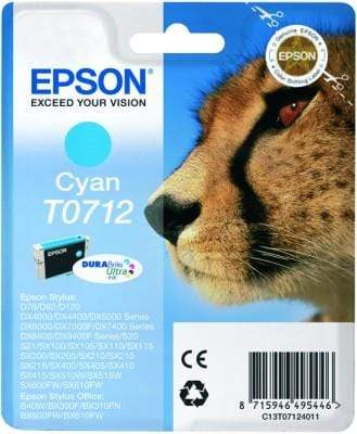 Epson T0712 Cyan Printer Ink Cartridge Original C13T07124011 Single-pack