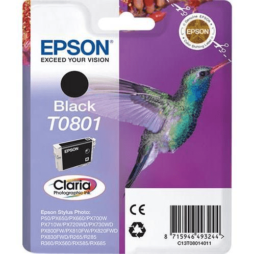 Epson T0801 Claria Photographic Black Printer Ink Cartridge Original C13T08014011 Single-pack