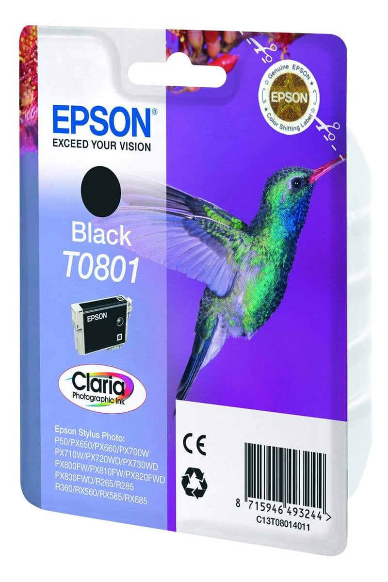 Epson T0801 Claria Photographic Black Printer Ink Cartridge Original C13T08014011 Single-pack