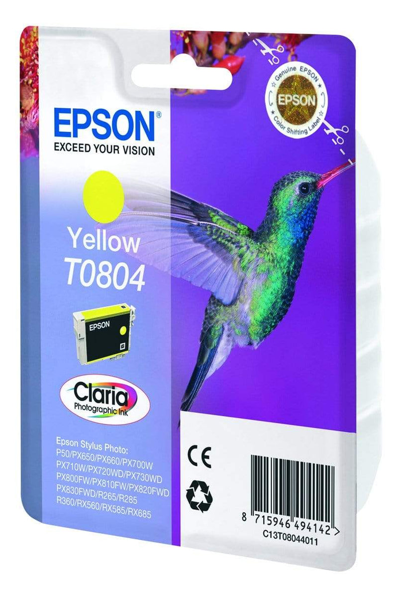 Epson T0804 Claria Photographic Yellow Printer Ink Cartridge Original C13T08044011 Single-pack