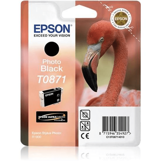 Epson T0871 Ultrachrome Photo Black High Yield Printer Ink Cartridge Original C13T08714010 Single-pack