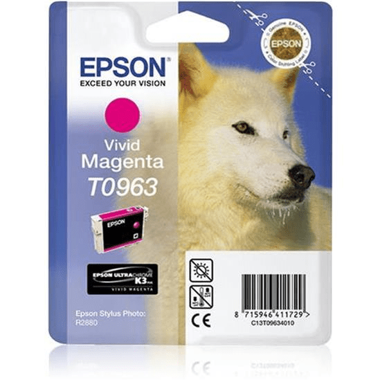Epson T0963 Vivid Ultrachrome K3 Photo Magenta Printer Ink Cartridge Original C13T09634010 Single-pack