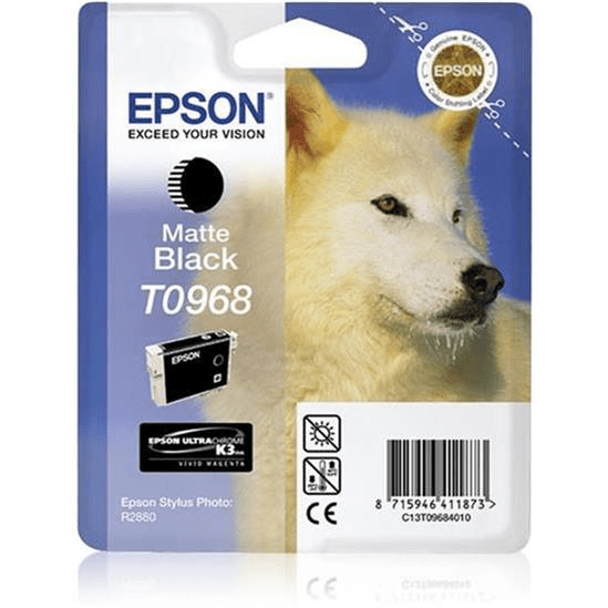 Epson T0968 Ultrachrome K3 Matte Black Printer Ink Cartridge Original C13T09684010 Single-pack